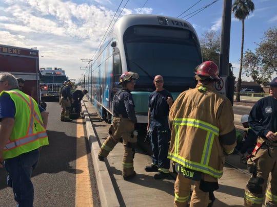 A man in his 40s was struck by a Valley Metro light-rail train Wednesday morning at 19th and Montebello avenues, according to Phoenix police and fire officials.