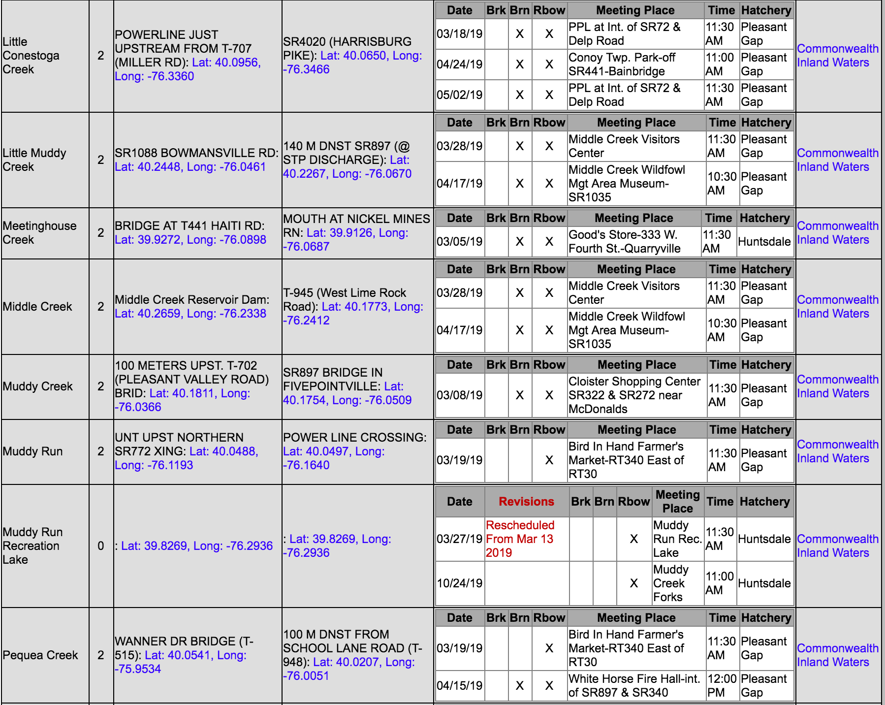 2021 trout stocking schedule