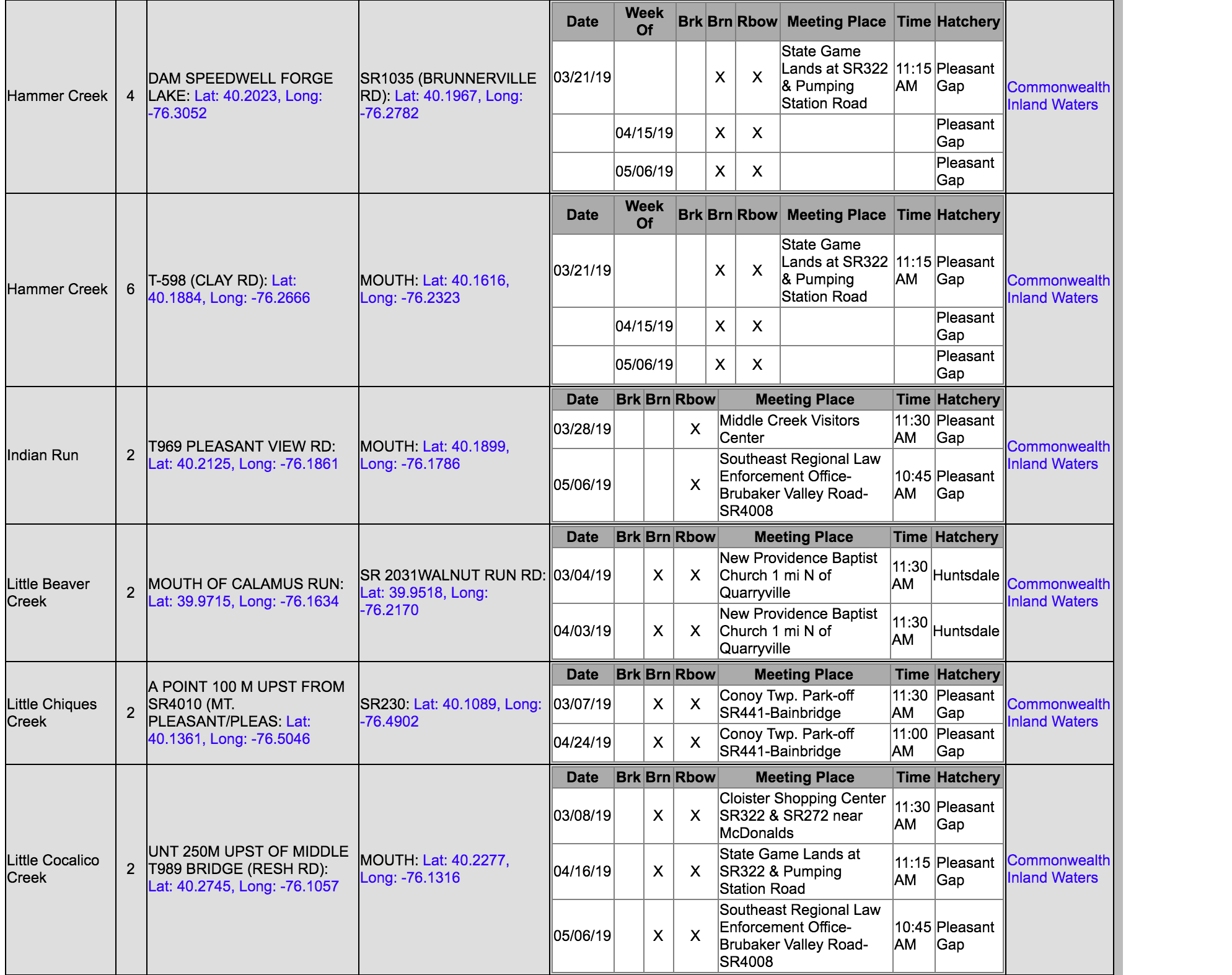 2021 trout stocking schedule