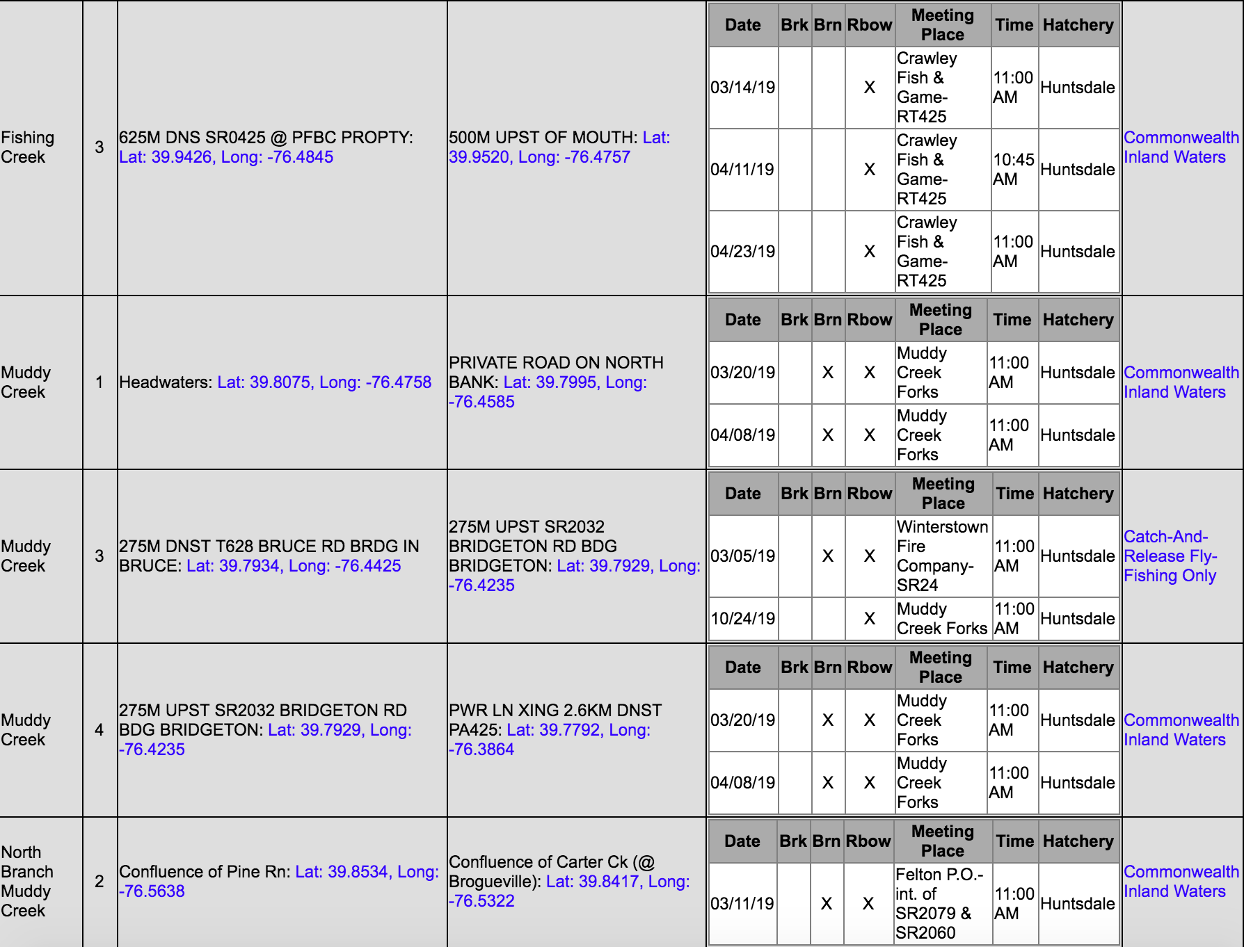 2021 trout stocking schedule