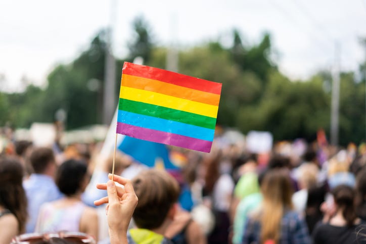 gay pride flag raising