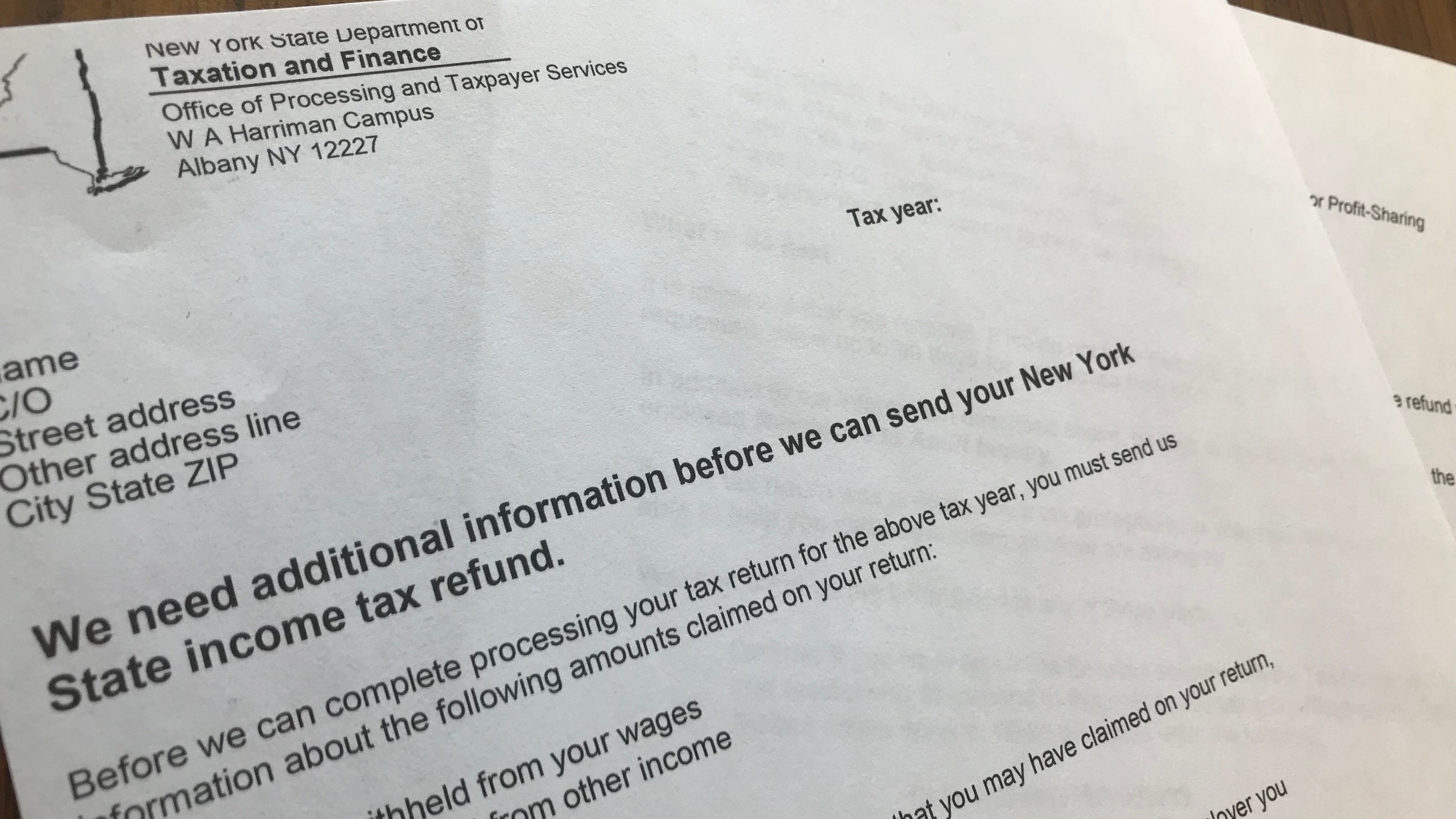 Get an NYS Tax Dept. letter? Don't throw it out or you might delay your