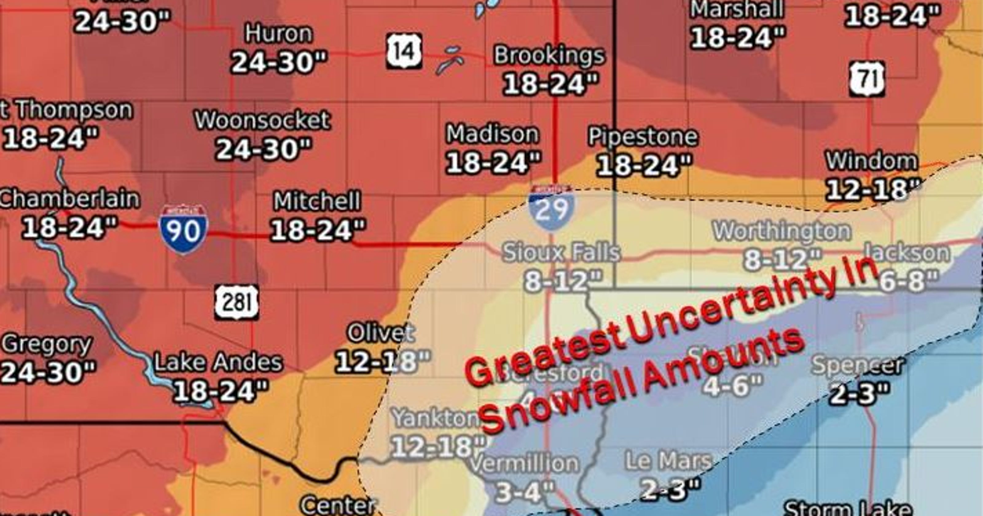 Sioux Falls weather Winter storm forecasted to dump 812 inches of snow