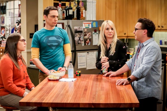 Mayim Bialik, left, Jim Parsons, Kaley Cuoco and Johnny Galecki, in the episode of 