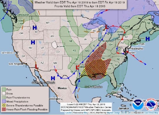 National Meteorological Service forecasts forecast high winds, floods and tornadoes in the south until Friday.