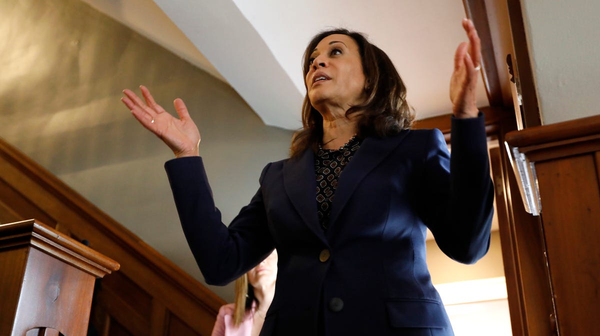 Sen. Kamala Harris at a house party in Des Moines, Iowa on April 11, 2019.