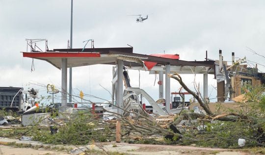 Thunderstorms erupted in the parish of Lincoln, Louisiana, early April 25, 2019.