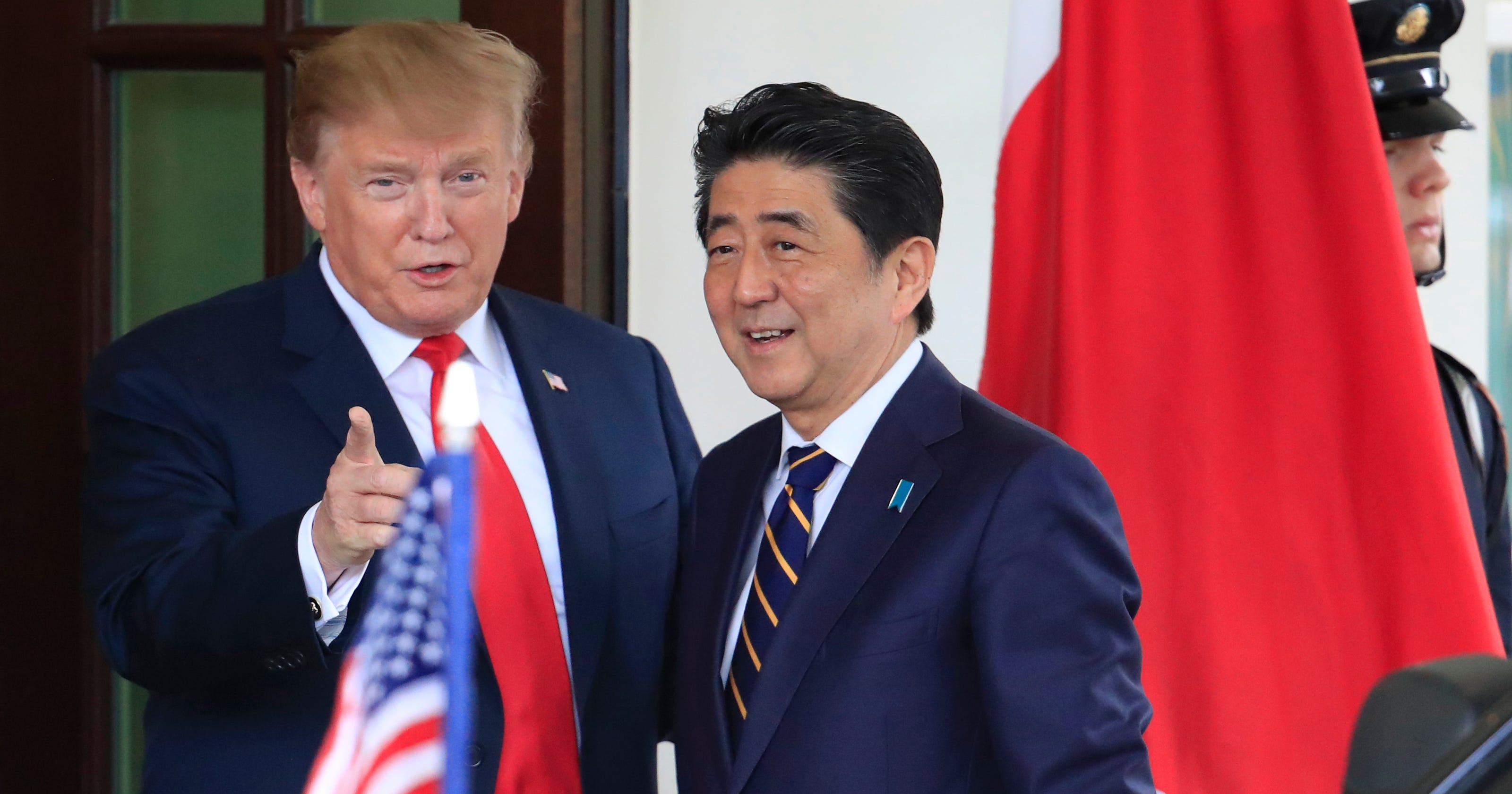 Donald Trump Japanese Pm Shinzo Abe Discuss Trade North Korea