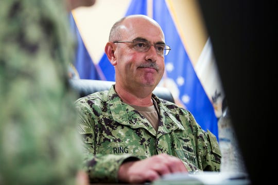 On Wednesday, April 17, 2019, an archival photo reviewed by US military officials, Rear Admiral John Navy, commander of Joint Task Force Guantanamo, pauses during a roundtable with the media at the naval base at Guantanamo Bay, Cuba. Military officials said Ring was fired for "loss of confidence in his ability to command". According to a statement by the US Southern Command, Ring was relieved of his duties Saturday, April 27. "Width =" 540 "data-mycapture-src =" "data-mycapture-sm-src ="