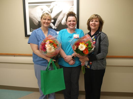 Holy Family Memorial recently presented The DAISY Award For Extraordinary Nurses to Sara Jetton, R.N.; Charity Romero, R.N.; and Lois Schroeder, LPN, in recognition of the care and compassion they provide every day to patients and their family members.