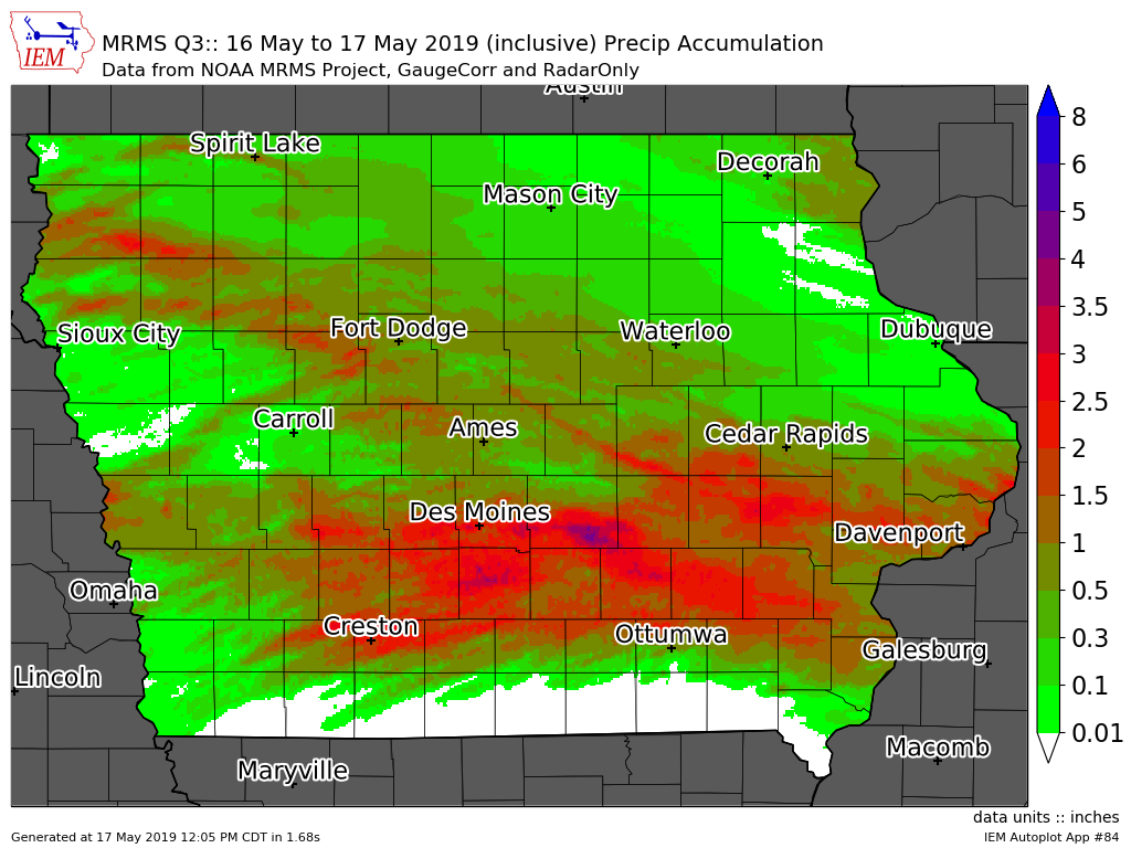 waterloo iowa precipitation totals last 24 hours