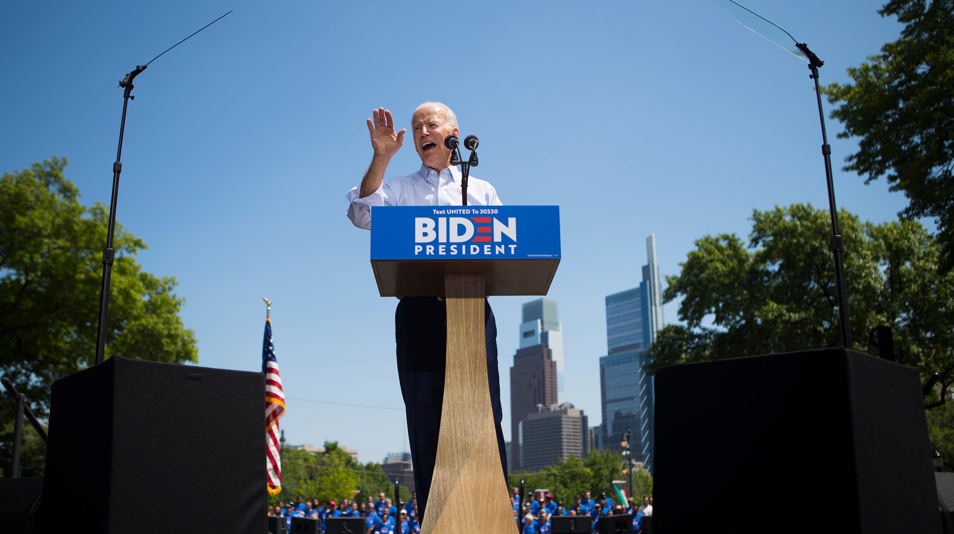 Joe Biden takes aim at President Donald Trump in Philadelphia rally