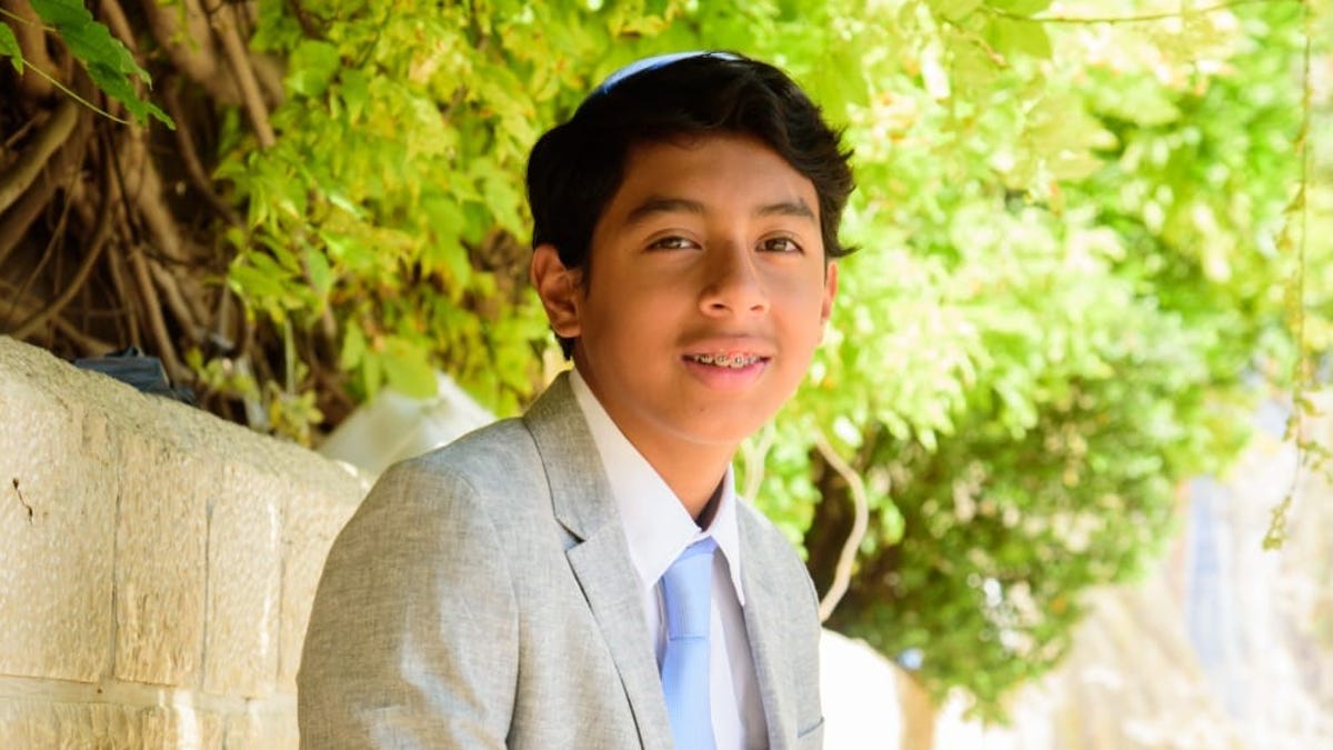 Meir Stein, 13, at his bar mitzvah in Jerusalem in August 2018.