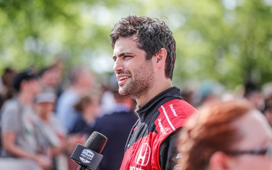 Actor Matthew Daddario is interviewed on the red carpet during the 103rd Indianapolis 500, Sunday, May 26, 2019. 