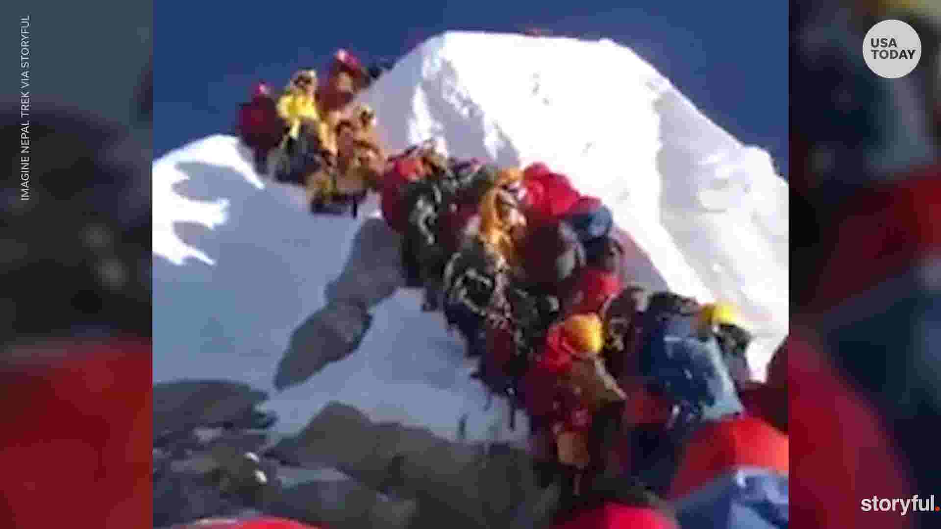 Mount Everest climbers lined up at 'death zone'