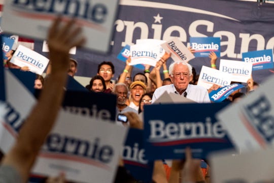 Senator Bernie Sanders delivers a speech during his rally at the Convention Center in Pasadena, California, USA, 31 May 2019. Bernie Sanders is seeking to be the Democratic party candidate for the 2020 US Presidential elections.