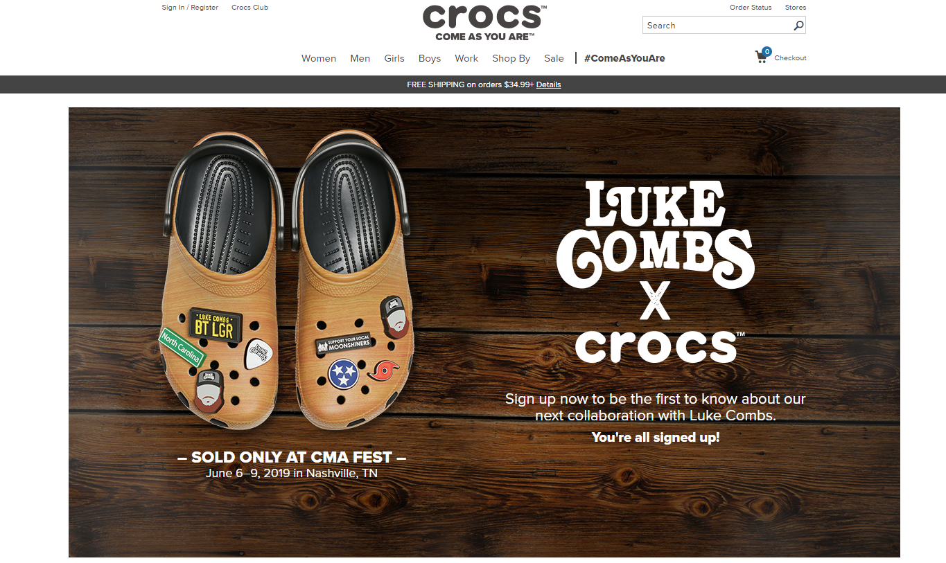 luke combs crocs buy