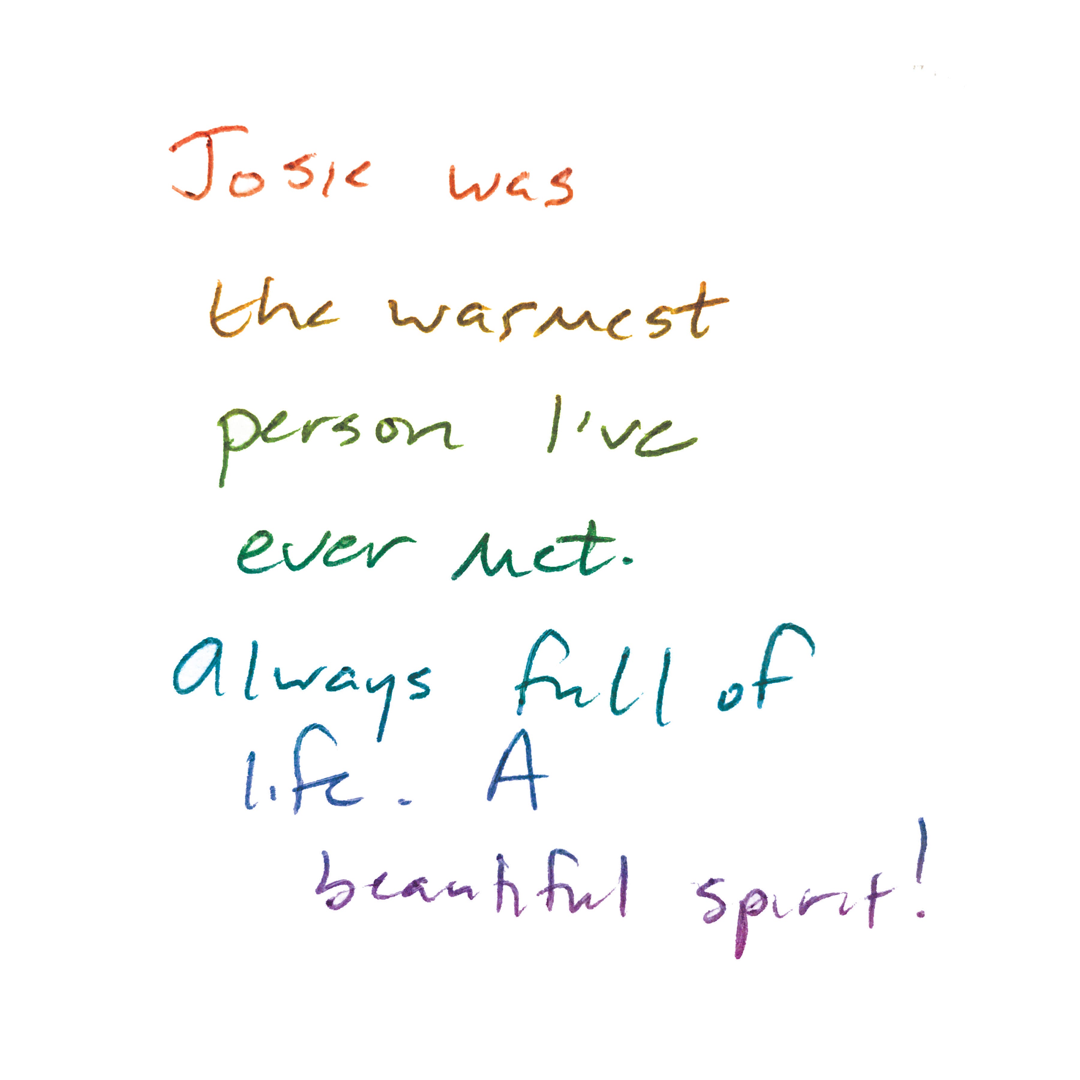 Friends, family and members of the Ithaca community wrote post-it note messages to Josie Berrios at the vigil held to honor her in June 2017. Throughout this story, you'll see illustrations sampling those messages to Berrios.