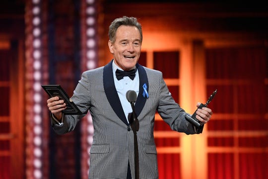 Bryan Cranston got political as he accepted best leading actor in a play for "Network."