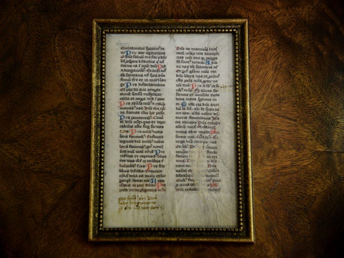 A page of a prayer book from Noel's rare book collection. 