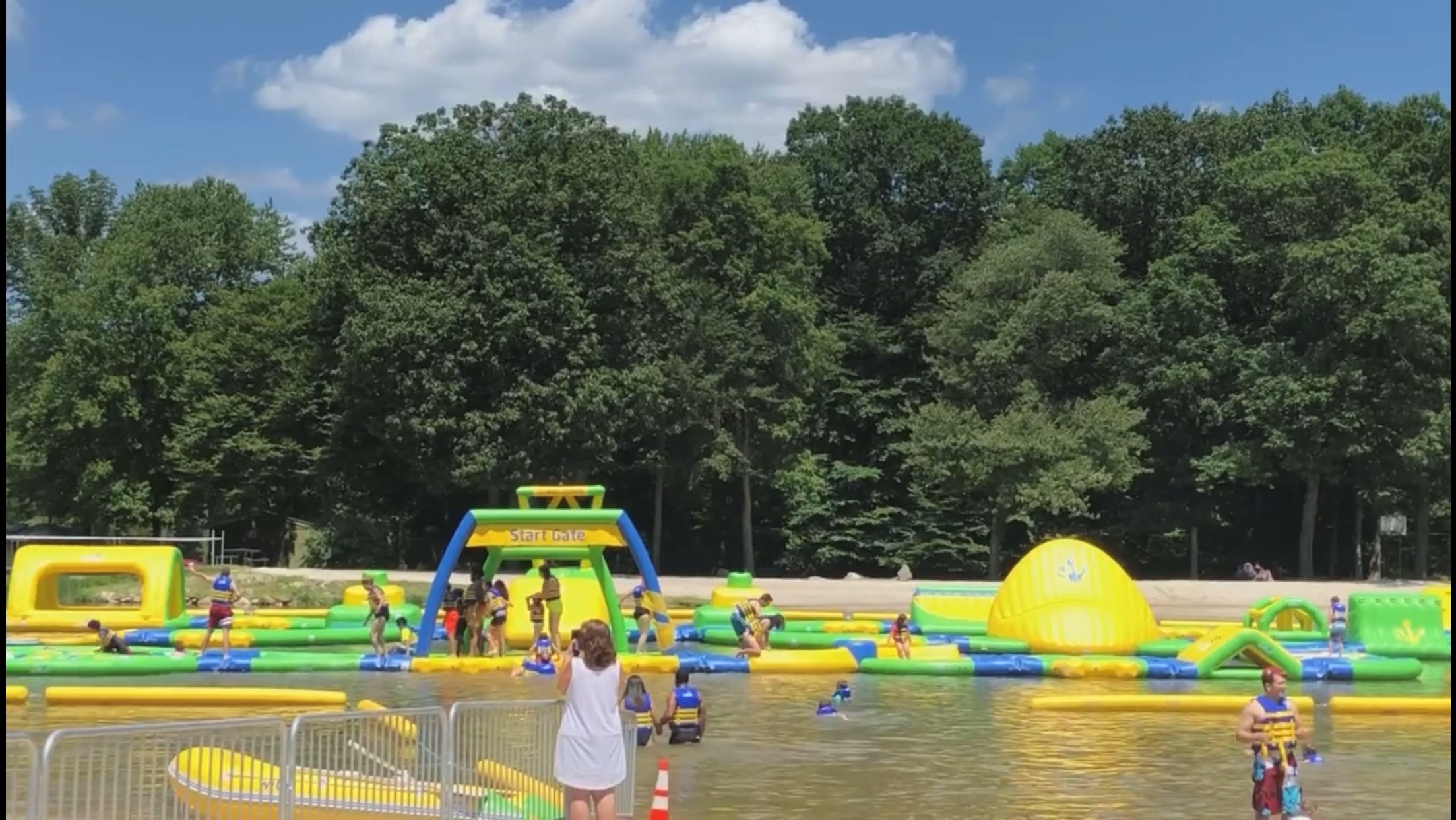 Inflatable splash park 'Splash Zone' opens on Mahwah lake