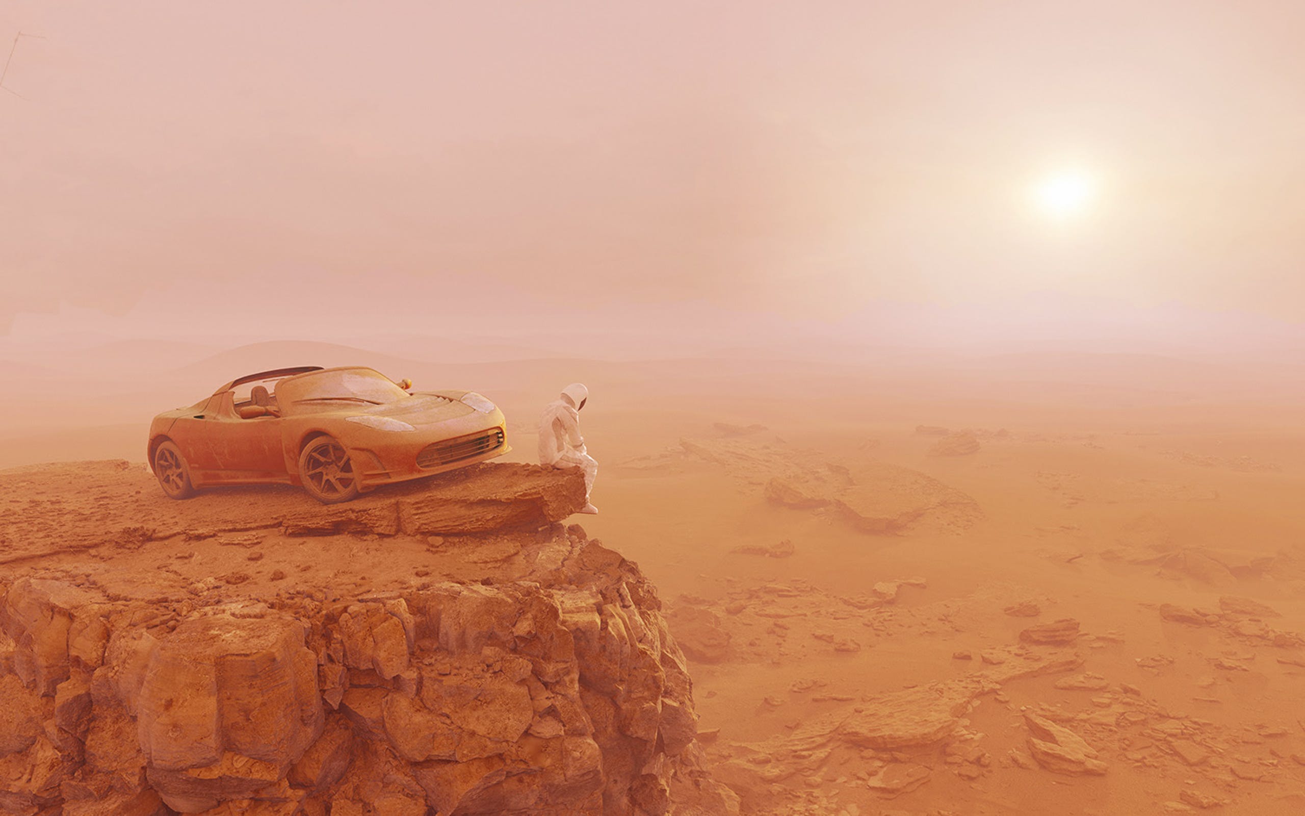 Tesla Roadster Artist Imagines What Ev Colonized Mars Might