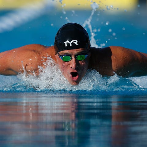 Ryan Lochte swims in the Men's 200m Individual...