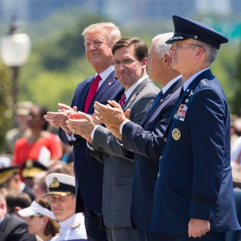 From left, President Donald Trump, Defense Secreta