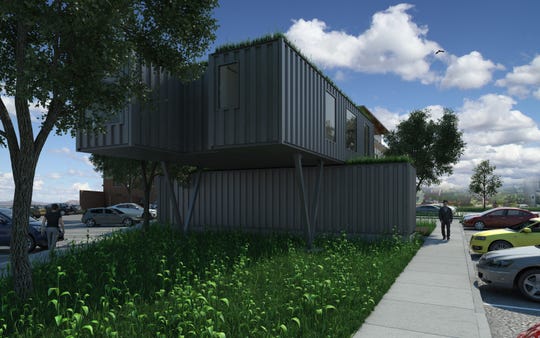 A container hive outside the Anderson building will feature retailers and other uses.