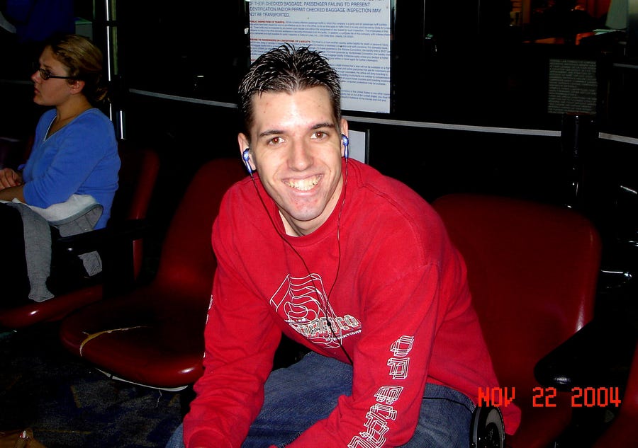 This family photo shows Matthew Carrington on his way to his 21st birthday celebration Monday, Nov. 22, 2004. Carrington, a California State University student,  died while undergoing hazing at a rogue fraternity