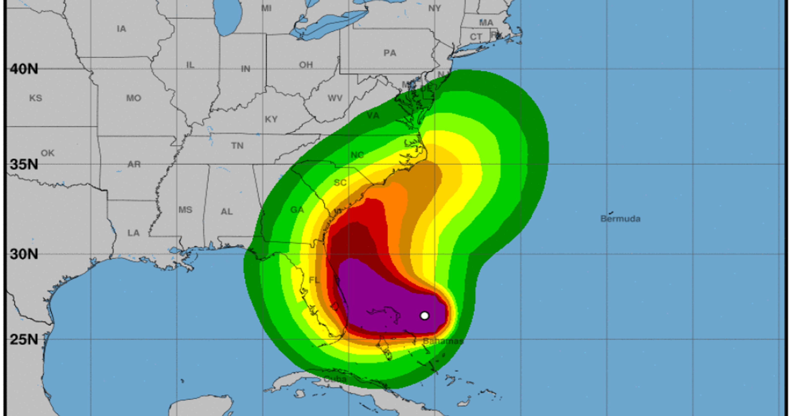 Hurricane Dorian track, projected path, spaghetti models