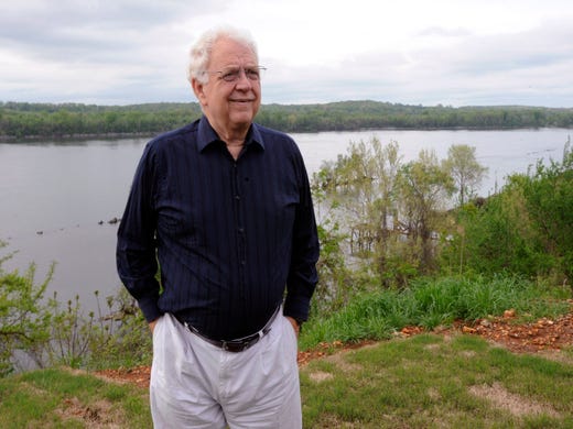 FILE - In this Tuesday, April 14, 2015 file photo, Jimmy Johnson, sound engineer for the Percy Sledge's hit "When a Man Loves a Woman," stands outside his Tennessee River home in Sheffield, Ala. Jimmy Johnson, a founder of the Muscle Shoals Sound Studios and a guitarist with the famed studio musicians nicknamed "The Swampers" has died. He was 76. His family announced his death in a Facebook post, Thursday, Sept. 5, 2019. (AP Photo/Jay Reeves, File) ORG XMIT: NY116