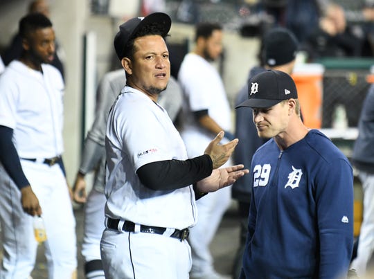 Miguel Cabrera, left, has hit just 10 home runs this season.