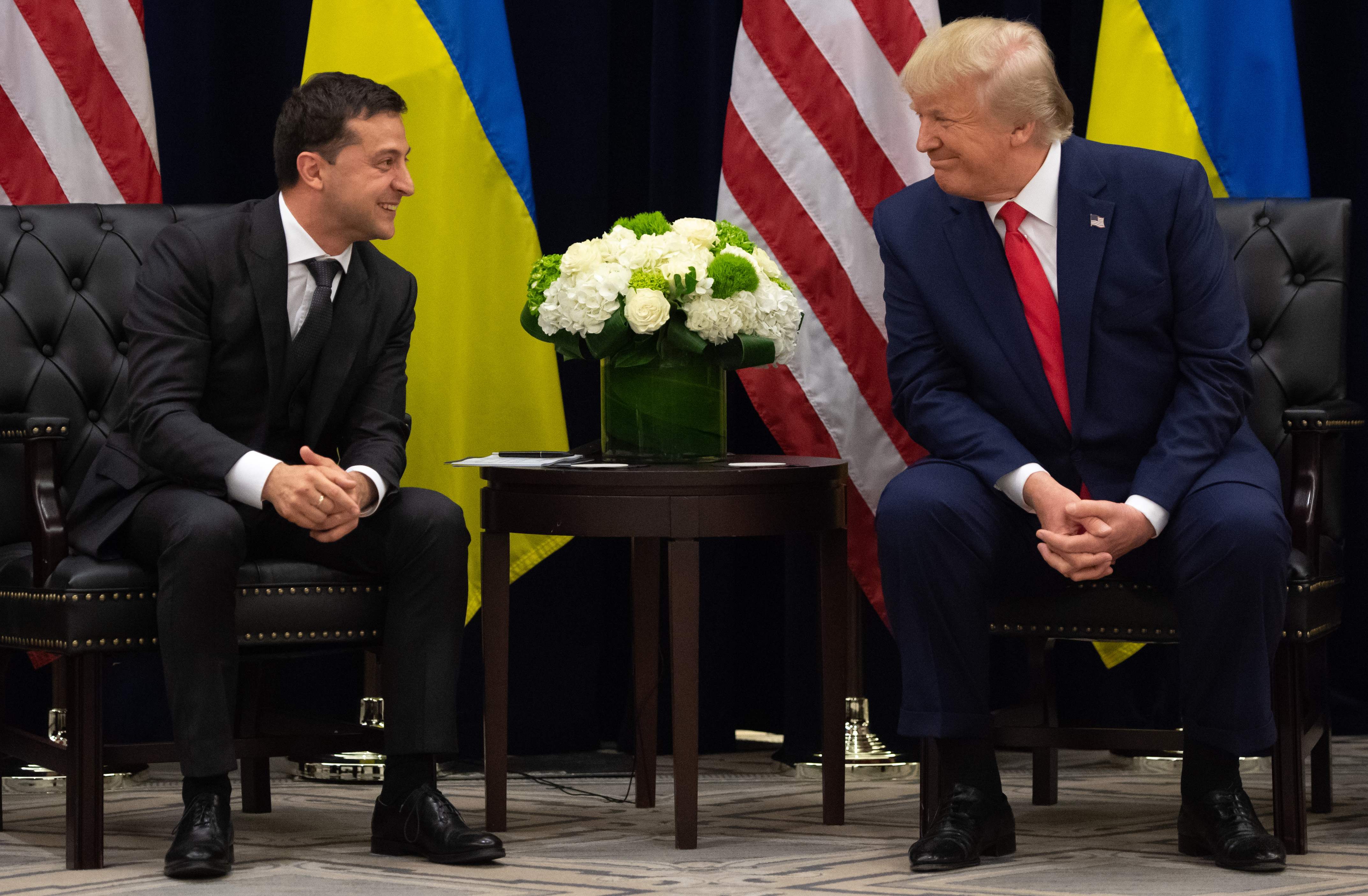 President Donald Trump and Ukrainian President Volodymyr Zelensky in New York on Sept. 25, 2019.