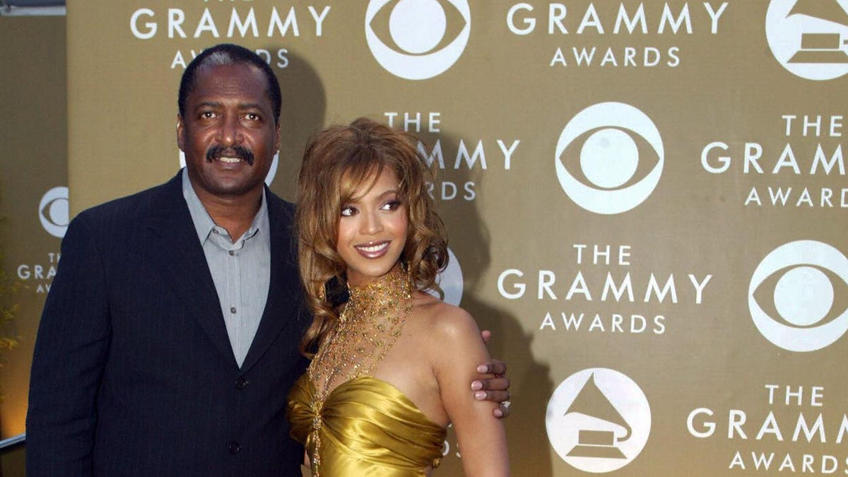 Beyoncé and father Matthew Knowles arrive for the 46th Annual Grammy Awards on February 8, 2004 at the Staples Center in Los Angeles. Mathew serves on the Grammy Board Committee.