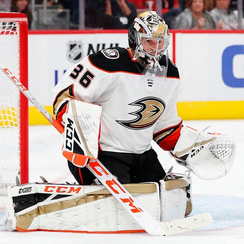 Anaheim Ducks goaltender John Gibson has allowed o