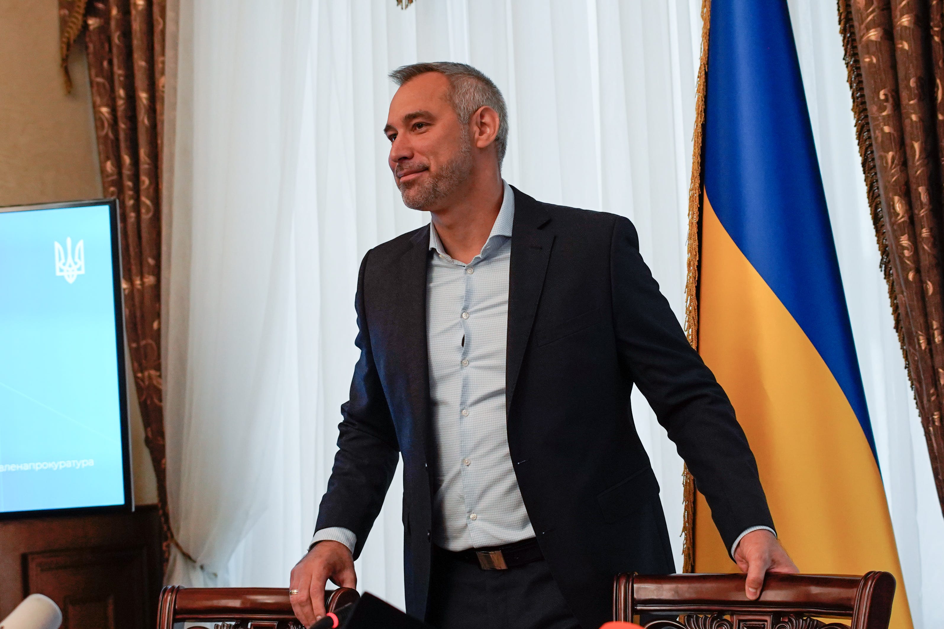 Ukraine's new general prosecutor, Ruslan Ryaboshapka, during a press conference in Kyiv on Oct. 4, 2019.