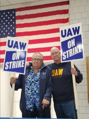 Jim Devlin (left) and Darwin Cooper (right) retired from Lordstown and now volunteer to help in the strike.