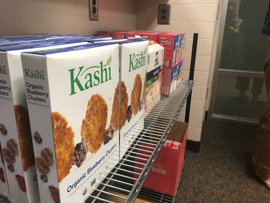 One side of the food pantry was set aside mainly for breakfast items.