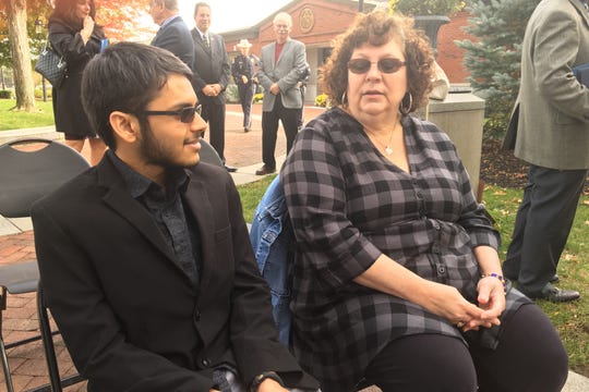 Marlboro's Brian Dashore (left) and Jackson's Deborah Scatuccio, both chronic sufferers of tick-borne illness, attend Friday's press conference in Wall.