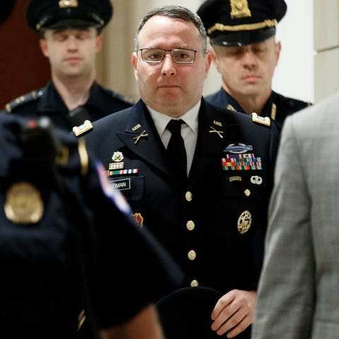 Lt. Col. Alexander Vindman arrives to testify befo