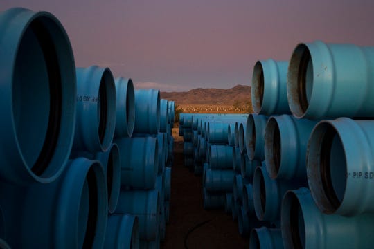 Irrigation pipes for Phase II, Oct. 8, 2019, at Peacock Nut Co. in Kingman.