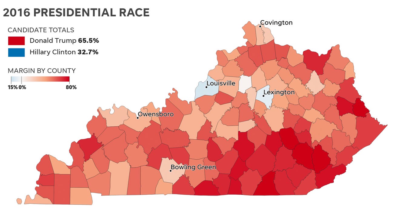 Kentucky election results 2019 by county Maps show Bevin vs Beshear