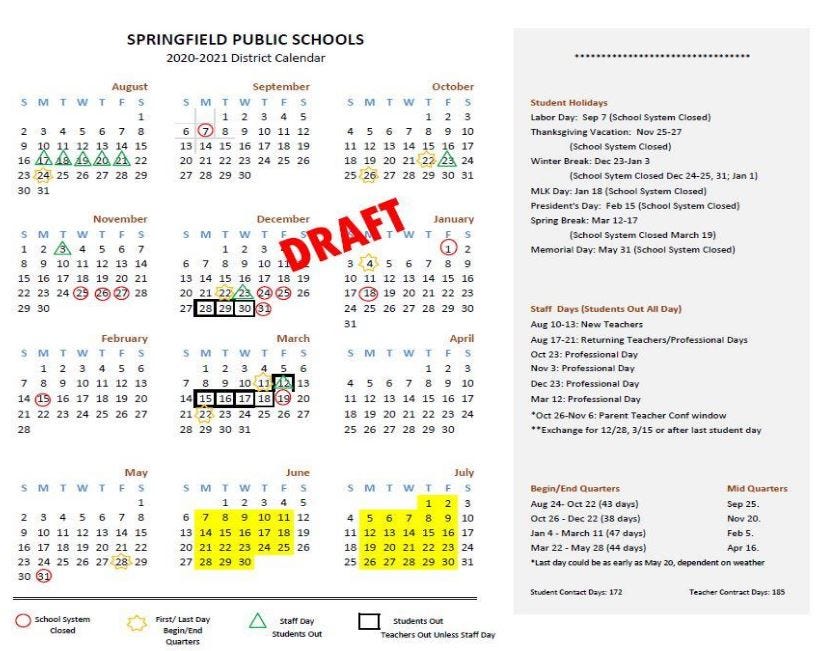 Springfield High School Calendar