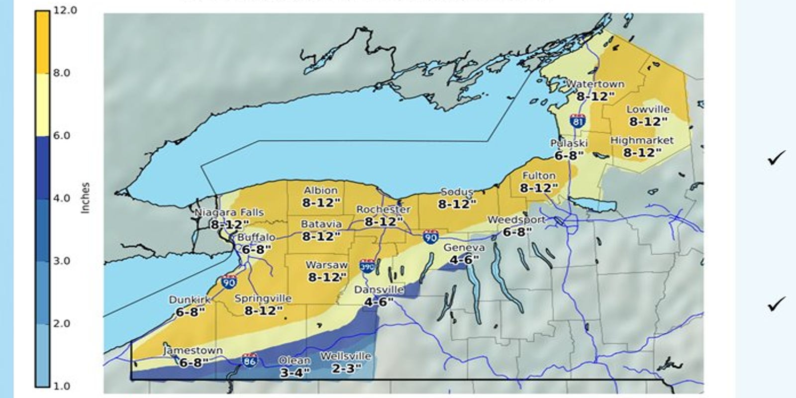 Rochester NY Weather Heavy snow, recordlow temps expected