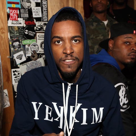 Recording artist Lil Reese backstage at Webster Ha