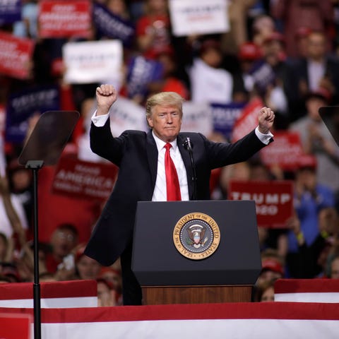 President Donald Trump speaks at rally in Green Ba