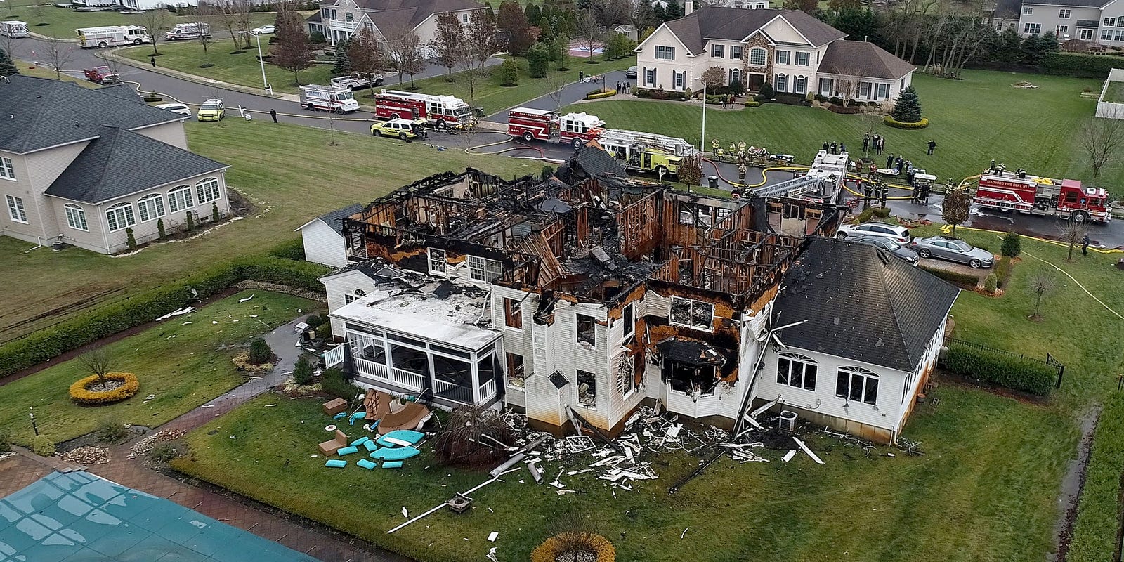 Howell Fire Flames Engulf House And Collapse Roof