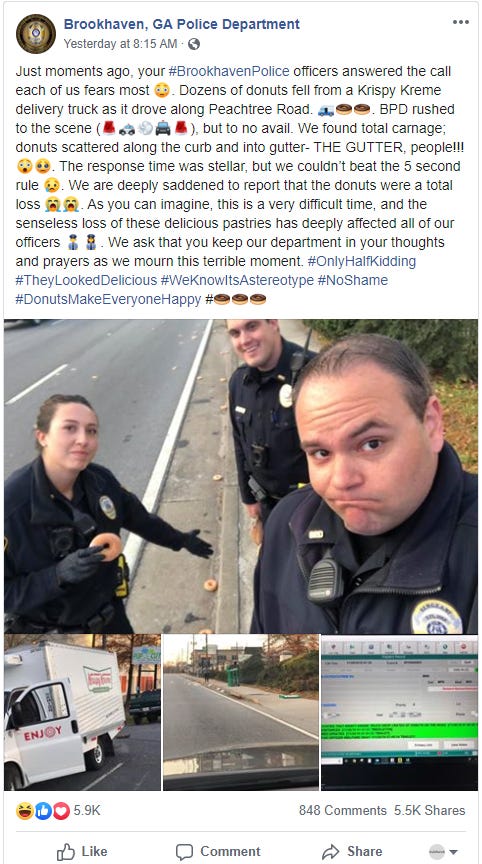 Act Of Kindness Softens Police Sorrow Over Spilled Doughnuts 