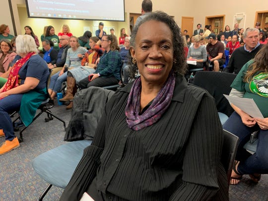 Gwendolyn Payton attended Dunbar School in the 1950s, she said. She is opposed to the plan to close it and is shown here attending the meeting on Dec. 12, 2019.